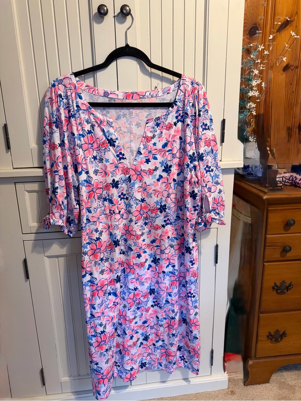 Lilly Pulitzer Pink and Blue Floral Midi Dress